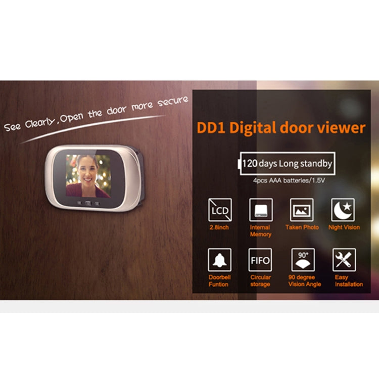 DD1 Smart Electronic Cat Eye Camera Doorbell with 2.8 inch LCD Screen, Support Infrared Night Vision DD1 Smart Electronic Cat Eye Camera Doorbell with 2.8 inch LCD Screen, Support Infrared Night Vision